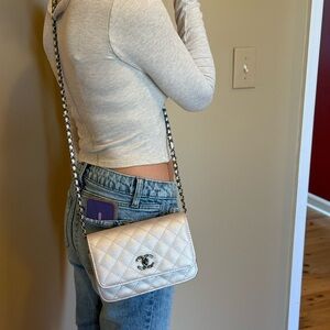 Quilted Silver Cross Body Bag